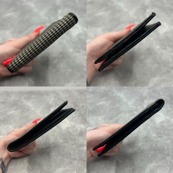 Dior Homme Black Houndstooth Bifold Wallet Canvas Leather Trim - Picture 8 of 15